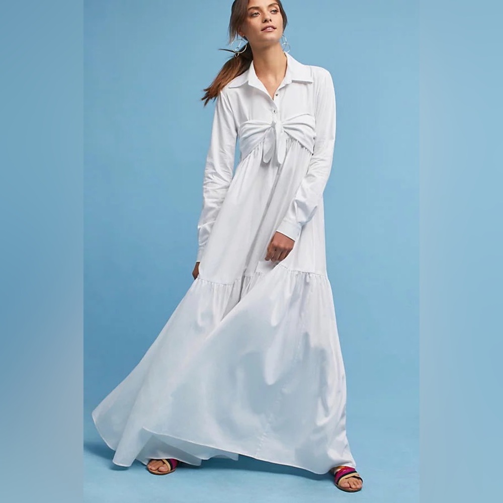 Mara Hoffman White Faye Front Twist Maxi Dress size 6